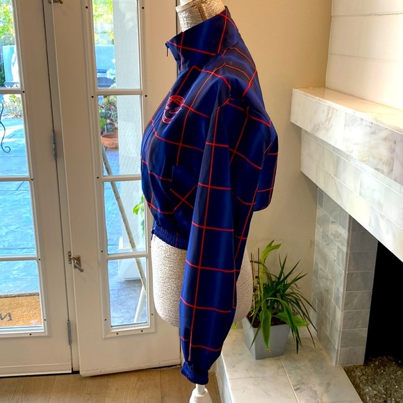 Justin Skye x H&M Dark Blue Checked Cropped Jacket Size Small EUC - Picture 5 of 13